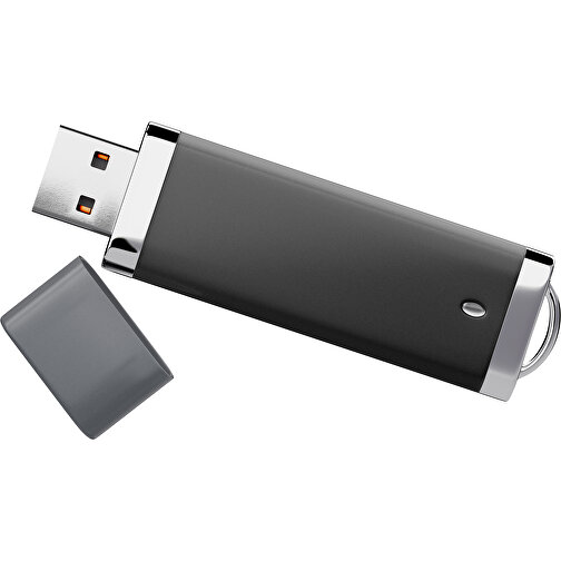 PromoPerfect USB-STICK 2.0 PLASTIK , schwarz / dunkelgrau MB , 16 GB , Gummiplastik, Kunststoff MB , 7,00cm x 0,70cm x 2,00cm (Länge x Höhe x Breite), Bild 1