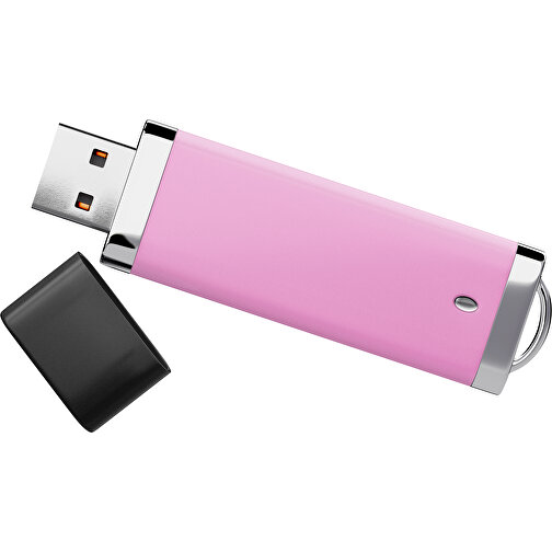 PromoPerfect USB-STICK 2.0 PLASTIK , rosa / schwarz MB , 16 GB , Gummiplastik, Kunststoff MB , 7,00cm x 0,70cm x 2,00cm (Länge x Höhe x Breite), Bild 1