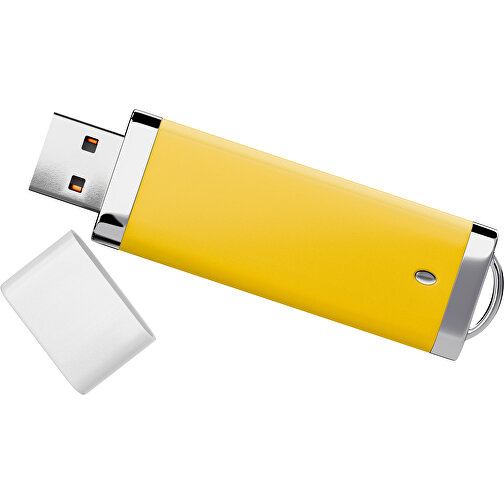 PromoPerfect USB-STICK 2.0 PLASTIK , sonnengelb / weiß MB , 16 GB , Gummiplastik, Kunststoff MB , 7,00cm x 0,70cm x 2,00cm (Länge x Höhe x Breite), Bild 1