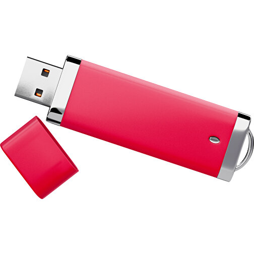 PromoPerfect USB-STICK 2.0 PLASTIK , ampelrot MB , 4 GB , Gummiplastik, Kunststoff MB , 7,00cm x 0,70cm x 2,00cm (Länge x Höhe x Breite), Bild 1