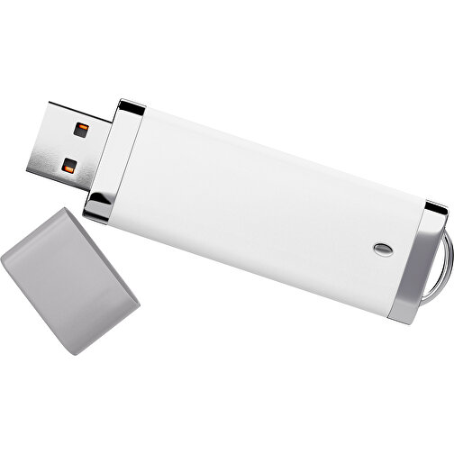 PromoPerfect USB-STICK 2.0 PLASTIK , weiß / hellgrau MB , 32 GB , Gummiplastik, Kunststoff MB , 7,00cm x 0,70cm x 2,00cm (Länge x Höhe x Breite), Bild 1