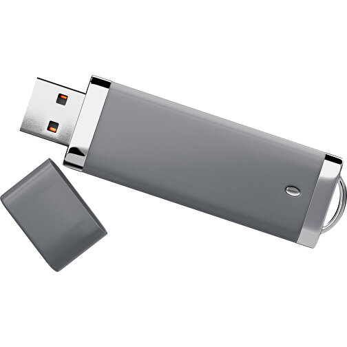 PromoPerfect USB-STICK 2.0 PLASTIK , dunkelgrau MB , 32 GB , Gummiplastik, Kunststoff MB , 7,00cm x 0,70cm x 2,00cm (Länge x Höhe x Breite), Bild 1