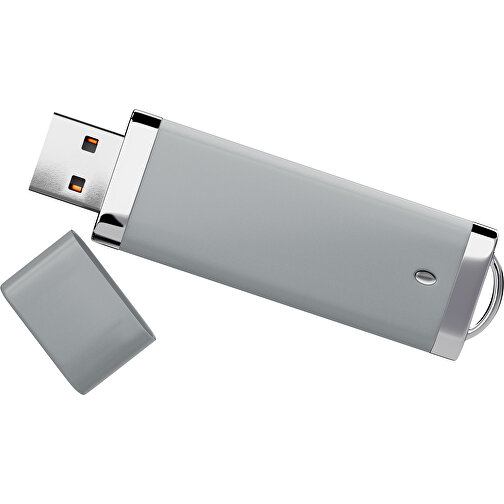 PromoPerfect USB-STICK 2.0 PLASTIK , silber MB , 32 GB , Gummiplastik, Kunststoff MB , 7,00cm x 0,70cm x 2,00cm (Länge x Höhe x Breite), Bild 1