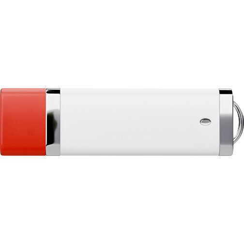 PromoPerfect USB-STICK 2.0 PLASTIK , weiß / rot MB , 16 GB , Gummiplastik, Kunststoff MB , 7,00cm x 0,70cm x 2,00cm (Länge x Höhe x Breite), Bild 2