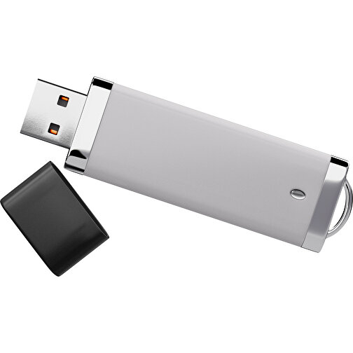 PromoPerfect USB-STICK 2.0 PLASTIK , hellgrau / schwarz MB , 8 GB , Gummiplastik, Kunststoff MB , 7,00cm x 0,70cm x 2,00cm (Länge x Höhe x Breite), Bild 1