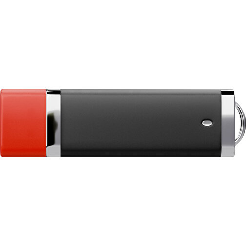 PromoPerfect USB-STICK 2.0 PLASTIK , schwarz / rot MB , 8 GB , Gummiplastik, Kunststoff MB , 7,00cm x 0,70cm x 2,00cm (Länge x Höhe x Breite), Bild 2