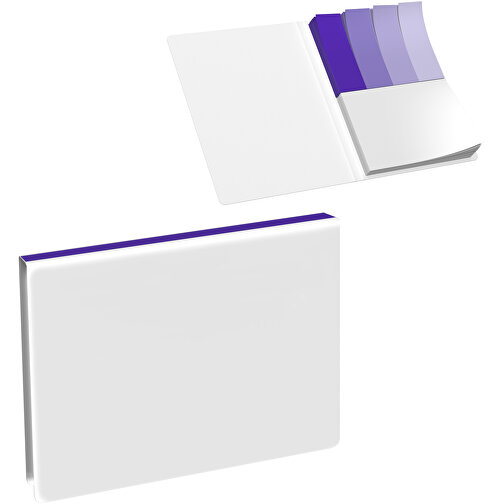 Softcover Haftnotiz-Set Mina , weiss / violet, Papier, 10,50cm x 0,60cm x 7,50cm (Länge x Höhe x Breite), Bild 1