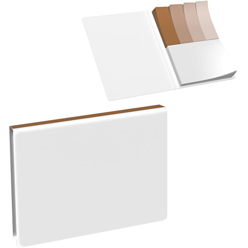 Softcover Haftnotiz-Set Mina , weiss / erdbraun, Papier, 10,50cm x 0,60cm x 7,50cm (Länge x Höhe x Breite), Bild 1