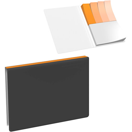 Softcover Haftnotiz-Set Mina , schwarz / kürbisorange, Papier, 10,50cm x 0,60cm x 7,50cm (Länge x Höhe x Breite), Bild 1