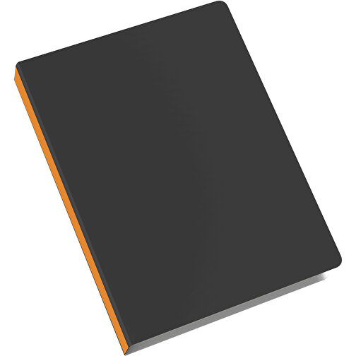 Softcover Haftnotiz-Set Mina , schwarz / kürbisorange, Papier, 10,50cm x 0,60cm x 7,50cm (Länge x Höhe x Breite), Bild 2