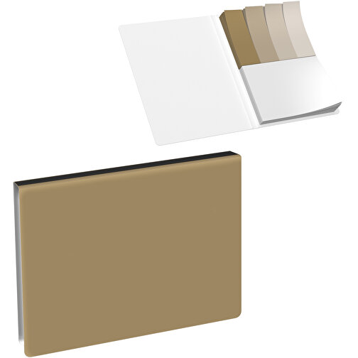 Softcover Haftnotiz-Set Mina , gold / schwarz, Papier, 10,50cm x 0,60cm x 7,50cm (Länge x Höhe x Breite), Bild 1