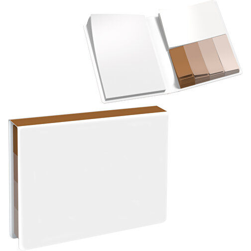 Softcover Haftnotiz-Set Stacey , weiss / erdbraun, Papier, 10,60cm x 1,00cm x 7,60cm (Länge x Höhe x Breite), Bild 1