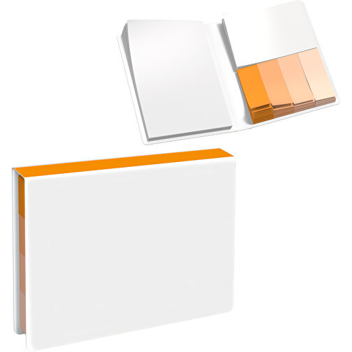 Softcover Haftnotiz-Set Stacey , weiß / kürbisorange, Papier, 10,60cm x 1,00cm x 7,60cm (Länge x Höhe x Breite), Bild 1