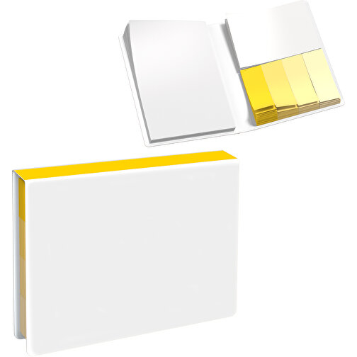 Softcover Haftnotiz-Set Stacey , weiß / goldgelb, Papier, 10,60cm x 1,00cm x 7,60cm (Länge x Höhe x Breite), Bild 1