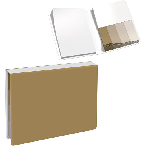 Softcover Haftnotiz-Set Stacey , gold / weiß, Papier, 10,60cm x 1,00cm x 7,60cm (Länge x Höhe x Breite), Bild 1