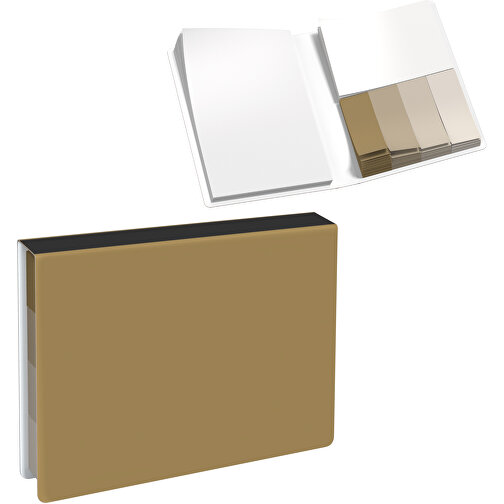 Softcover Haftnotiz-Set Stacey , gold / schwarz, Papier, 10,60cm x 1,00cm x 7,60cm (Länge x Höhe x Breite), Bild 1