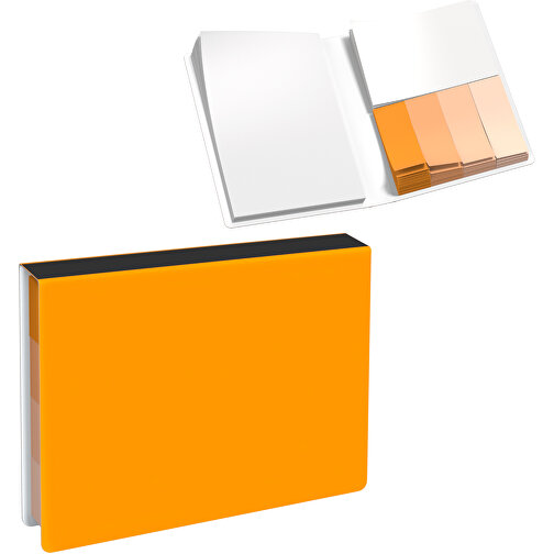 Softcover Haftnotiz-Set Stacey , kürbisorange / schwarz, Papier, 10,60cm x 1,00cm x 7,60cm (Länge x Höhe x Breite), Bild 1