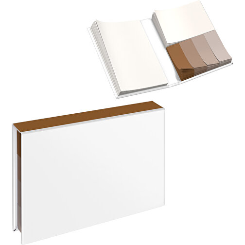 Hardcover Haftnotiz-Set Ana , weiss / erdbraun, Papier, 10,50cm x 1,50cm x 7,50cm (Länge x Höhe x Breite), Bild 1