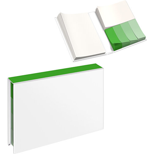 Hardcover Haftnotiz-Set Ana , weiss / grasgrün, Papier, 10,50cm x 1,50cm x 7,50cm (Länge x Höhe x Breite), Bild 1