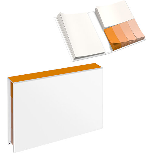 Hardcover Haftnotiz-Set Ana , weiss / kürbisorange, Papier, 10,50cm x 1,50cm x 7,50cm (Länge x Höhe x Breite), Bild 1