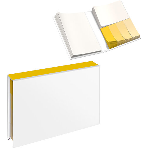 Hardcover Haftnotiz-Set Ana , weiss / goldgelb, Papier, 10,50cm x 1,50cm x 7,50cm (Länge x Höhe x Breite), Bild 1