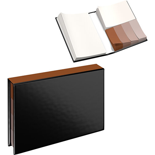 Hardcover Haftnotiz-Set Ana , schwarz / braun, Papier, 10,50cm x 1,50cm x 7,50cm (Länge x Höhe x Breite), Bild 1