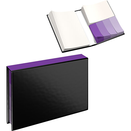 Hardcover Haftnotiz-Set Ana , schwarz / lavendellila, Papier, 10,50cm x 1,50cm x 7,50cm (Länge x Höhe x Breite), Bild 1