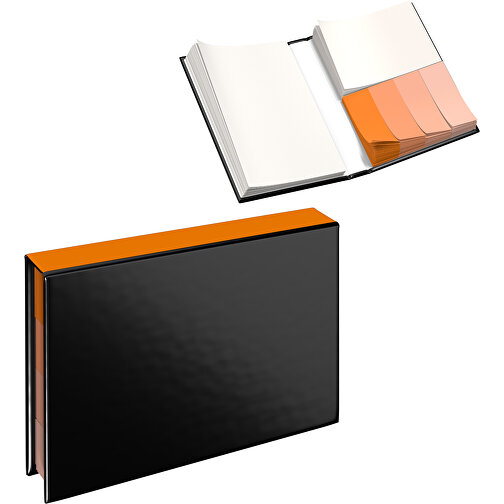 Hardcover Haftnotiz-Set Ana , schwarz / gelborange, Papier, 10,50cm x 1,50cm x 7,50cm (Länge x Höhe x Breite), Bild 1