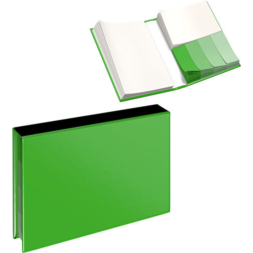 Hardcover Haftnotiz-Set Ana , grasgrün / schwarz, Papier, 10,50cm x 1,50cm x 7,50cm (Länge x Höhe x Breite), Bild 1