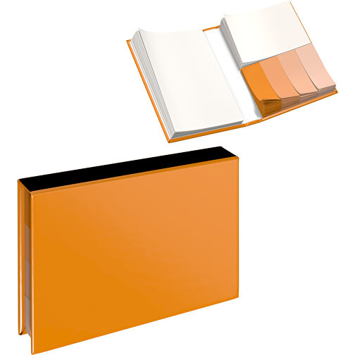 Hardcover Haftnotiz-Set Ana , kürbisorange / schwarz, Papier, 10,50cm x 1,50cm x 7,50cm (Länge x Höhe x Breite), Bild 1