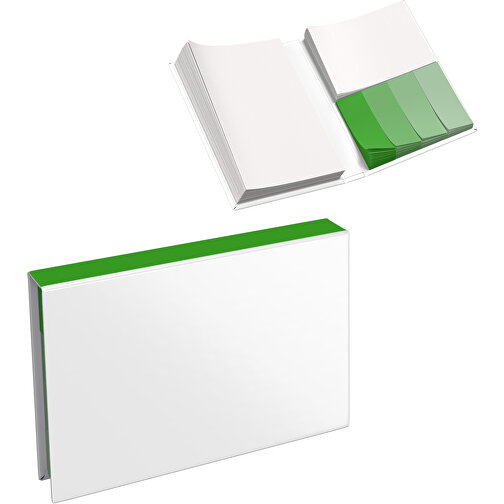 Hardcover Haftnotiz-Set Steffen , weiss / grasgrün, Papier, 10,50cm x 1,80cm x 7,50cm (Länge x Höhe x Breite), Bild 1