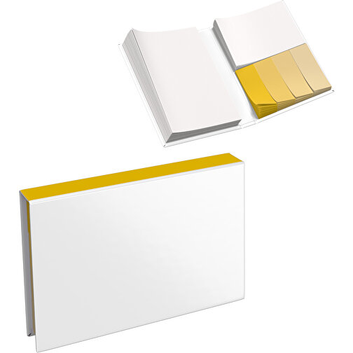 Hardcover Haftnotiz-Set Steffen , weiss / goldgelb, Papier, 10,50cm x 1,80cm x 7,50cm (Länge x Höhe x Breite), Bild 1