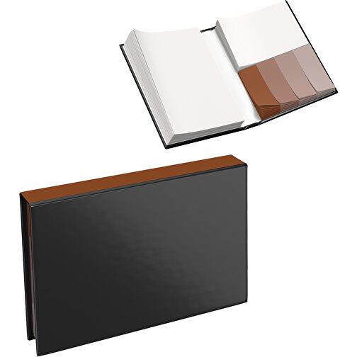 Hardcover Haftnotiz-Set Steffen , schwarz / braun, Papier, 10,50cm x 1,80cm x 7,50cm (Länge x Höhe x Breite), Bild 1