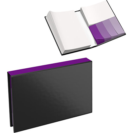 Hardcover Haftnotiz-Set Steffen , schwarz / dunkelmagenta, Papier, 10,50cm x 1,80cm x 7,50cm (Länge x Höhe x Breite), Bild 1