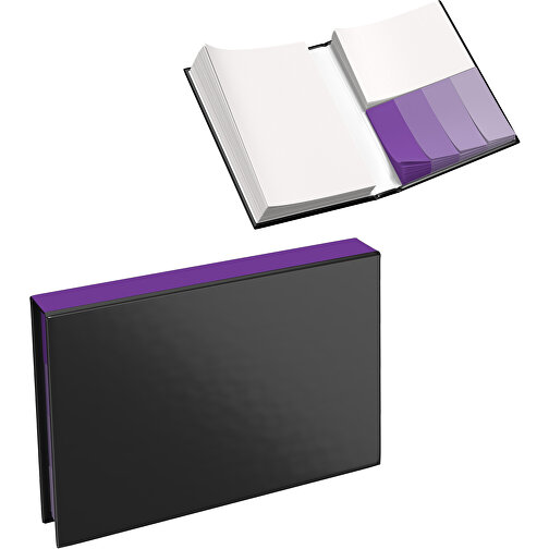 Hardcover Haftnotiz-Set Steffen , schwarz / lavendellila, Papier, 10,50cm x 1,80cm x 7,50cm (Länge x Höhe x Breite), Bild 1