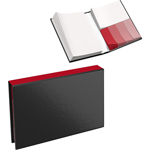 Hardcover Haftnotiz-Set Steffen , schwarz / dunkelrot, Papier, 10,50cm x 1,80cm x 7,50cm (Länge x Höhe x Breite), Bild 1