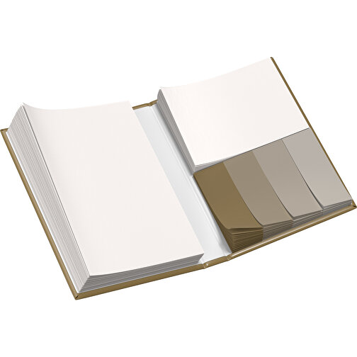 Hardcover Haftnotiz-Set Steffen , gold / weiß, Papier, 10,50cm x 1,80cm x 7,50cm (Länge x Höhe x Breite), Bild 3