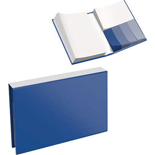 Hardcover Haftnotiz-Set Steffen , dunkelblau / weiß, Papier, 10,50cm x 1,80cm x 7,50cm (Länge x Höhe x Breite), Bild 1