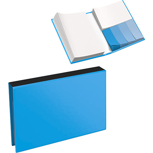 Hardcover Haftnotiz-Set Steffen , himmelblau / schwarz, Papier, 10,50cm x 1,80cm x 7,50cm (Länge x Höhe x Breite), Bild 1