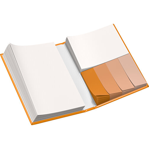 Hardcover Haftnotiz-Set Steffen , kürbisorange / weiss, Papier, 10,50cm x 1,80cm x 7,50cm (Länge x Höhe x Breite), Bild 3