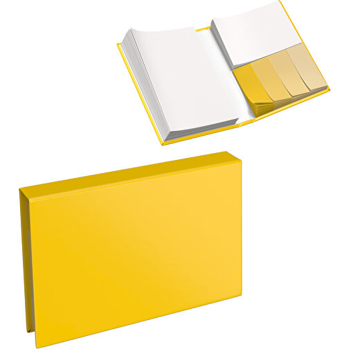 Hardcover Haftnotiz-Set Steffen , goldgelb, Papier, 10,50cm x 1,80cm x 7,50cm (Länge x Höhe x Breite), Bild 1