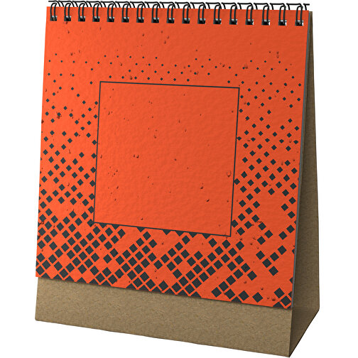 Samenpapier-Tischkalender , orange / schwarz, Papier, Saatgut, 8,00cm x 17,80cm x 14,50cm (Länge x Höhe x Breite), Bild 1