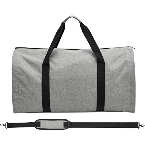 Reisetasche MILANO Mit Integriertem Kleidersack , grau, schwarz, Polycanvas, 61,50cm x 32,00cm x 26,00cm (Länge x Höhe x Breite), Bild 2