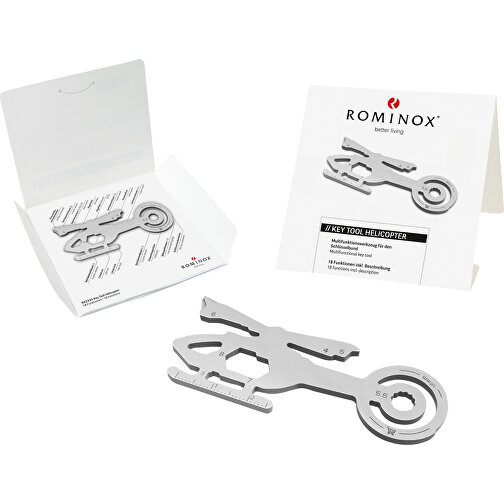 ROMINOX® Key Tool // Helicopter - 18 Funktionen , Edelstahl, 3,05cm x 0,23cm x 7,45cm (Länge x Höhe x Breite), Bild 1