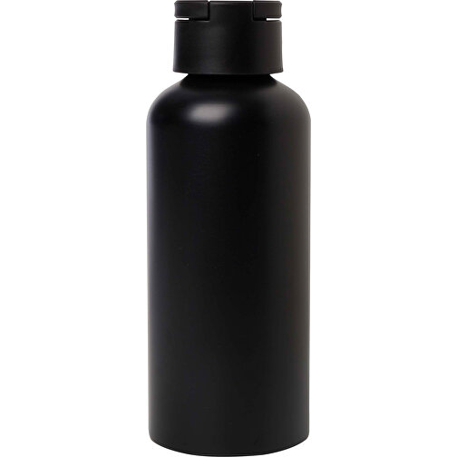 Trinity 600 Ml RCS-zertifizierte Wasserflasche Aus Recyceltem Aluminium Mit RPET-Deckel , schwarz, Recycled Aluminium, Recycelter PP Kunststoff, 7,30cm x 19,30cm x 7,30cm (Länge x Höhe x Breite), Bild 4