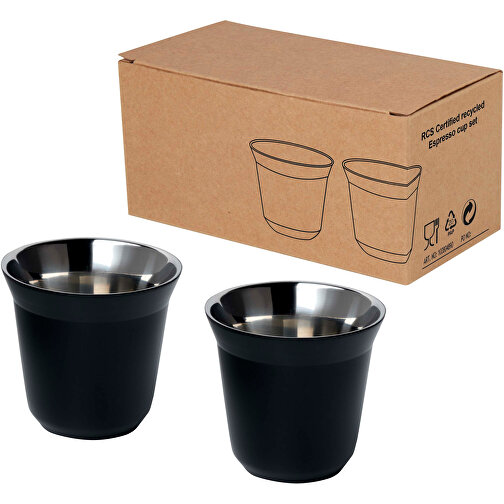 Duo 80 Ml RCS-zertifiziertes Espressotassen Set Aus Edelstahl , schwarz, 91% RCS certified recycled stainless steel, 6,20cm x 6,00cm x 6,20cm (Länge x Höhe x Breite), Bild 1