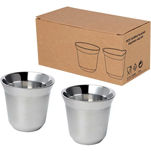 Ensemble de tasses à espresso en acier inoxydable Duo de 80 ml certifié RCS, Image 1