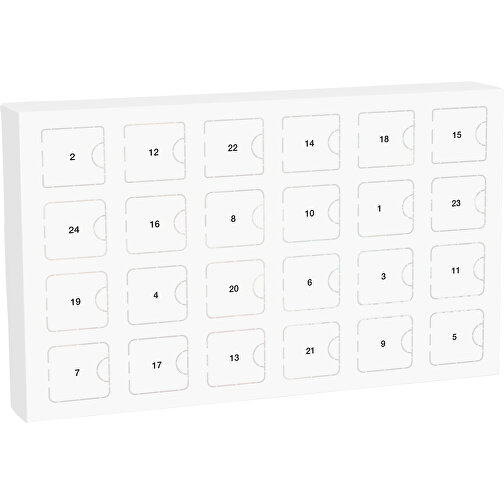 Adventskalender ECO L , Ritter Sport, Vollkartonhülle, weiss, 4,50cm x 20,00cm x 33,00cm (Länge x Höhe x Breite), Bild 1