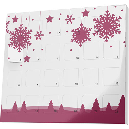 XS Adventskalender Winterlandschaft , Brandt, weiss / kirschrot, Vollkartonhülle, weiss, 1,60cm x 12,00cm x 14,00cm (Länge x Höhe x Breite), Bild 1