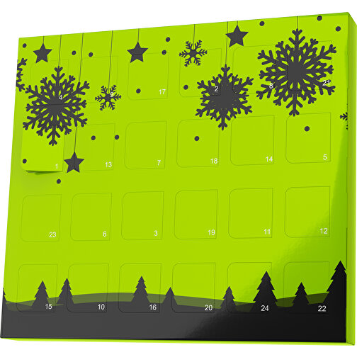 XS Adventskalender Winterlandschaft , Brandt, limone / schwarz, Vollkartonhülle, weiß, 1,60cm x 12,00cm x 14,00cm (Länge x Höhe x Breite), Bild 1